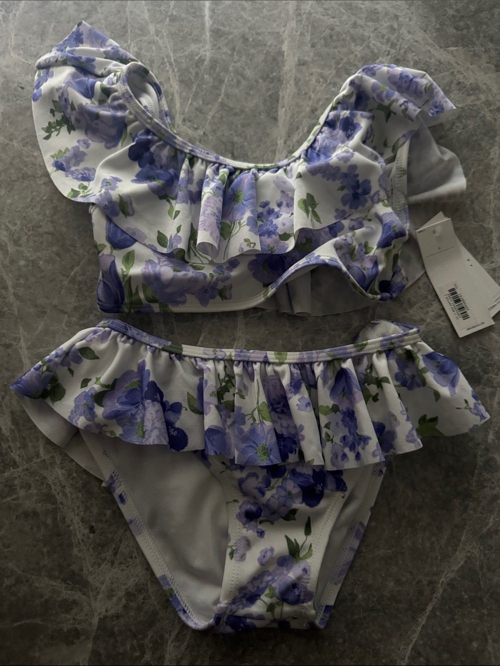 Janie and Jack Lavender Floral Ruffle Two-Piece Bikini